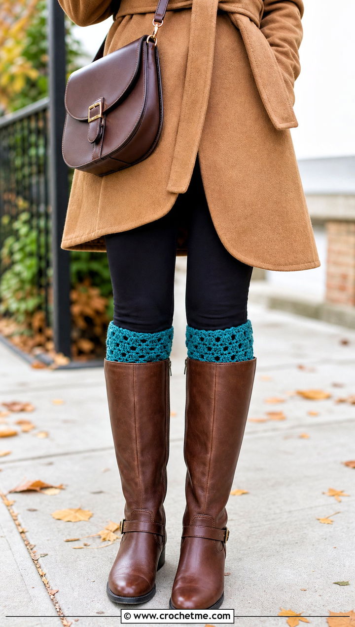 Boot Cuff Crochet Socks With Leggings And Riding Boots - 15 crochet ladies socks outfit ideas