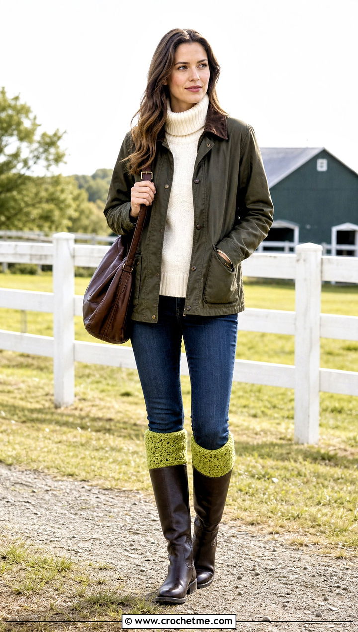 Boot Top Chunky Crochet Leg Warmers With Skinny Jeans - 25 chunky crochet leg warmers outfit ideas