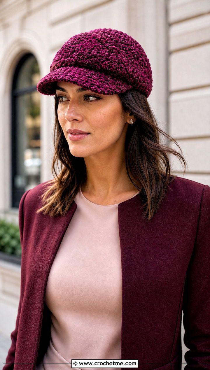 Boucle Crochet Newsboy Hat With Matching Separates - 25 newsboy crochet hat outfit ideas