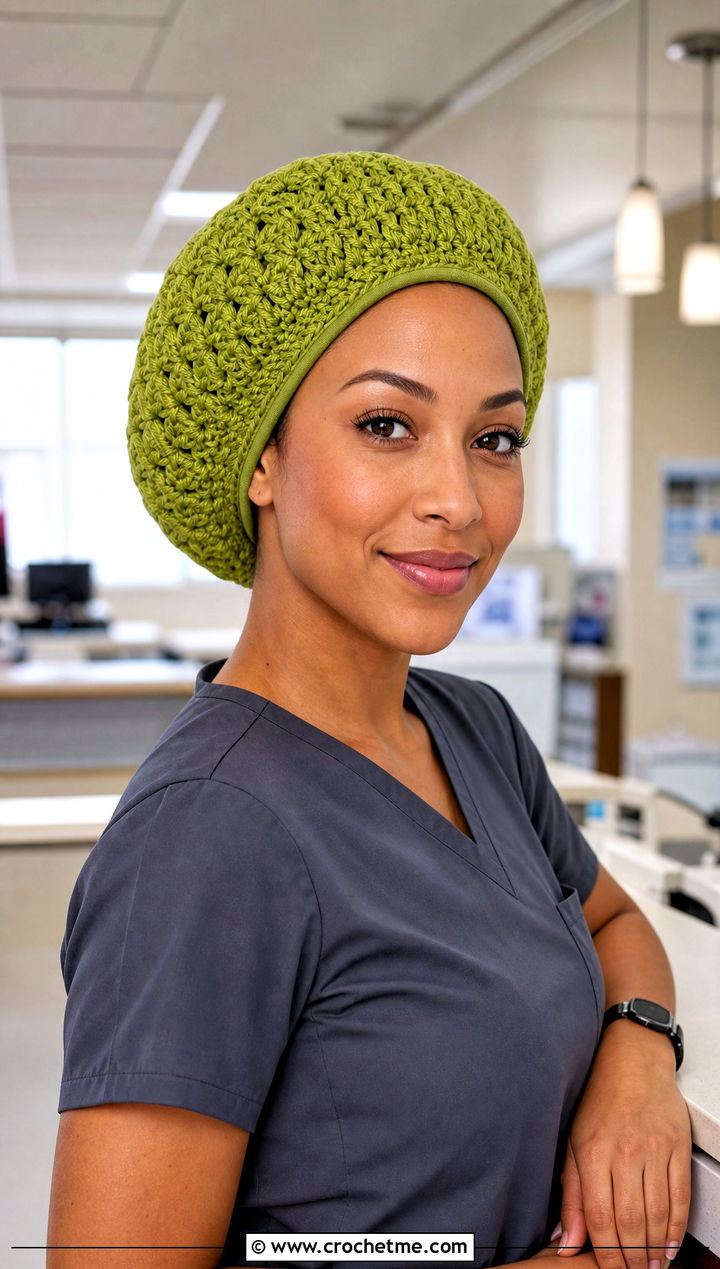 Bouffant Crochet Scrub Cap With Wide Leg Scrubs - 20 Crochet Scrub Cap outfit ideas