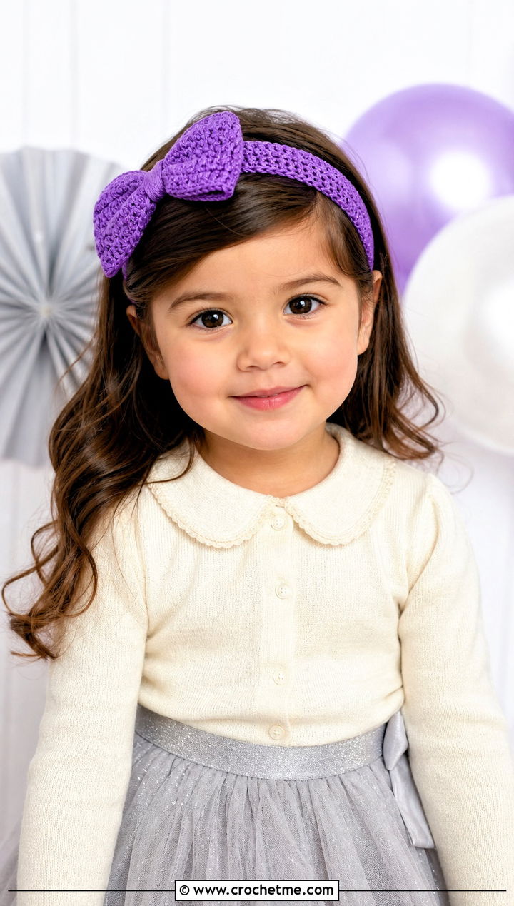 Bow Crochet Headband With Tulle Skirt - 15 Childrens Crochet Headband outfit ideas