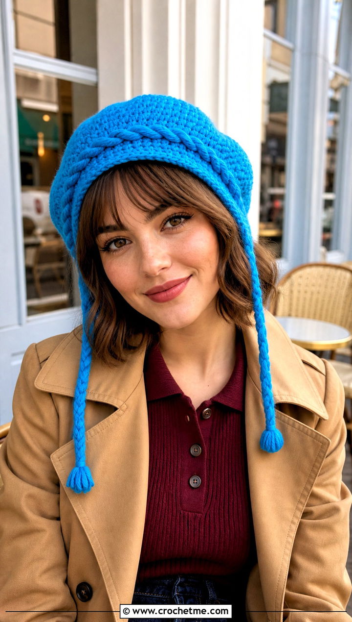 Braided Beret Crochet Doll Hat With Braids And Trench Coat - 15 crochet doll hat with braids outfit ideas