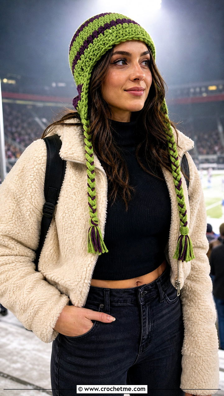 Braided Crochet Team Hat With Sherpa Jacket - 15 Crochet Football Team Hat outfit ideas