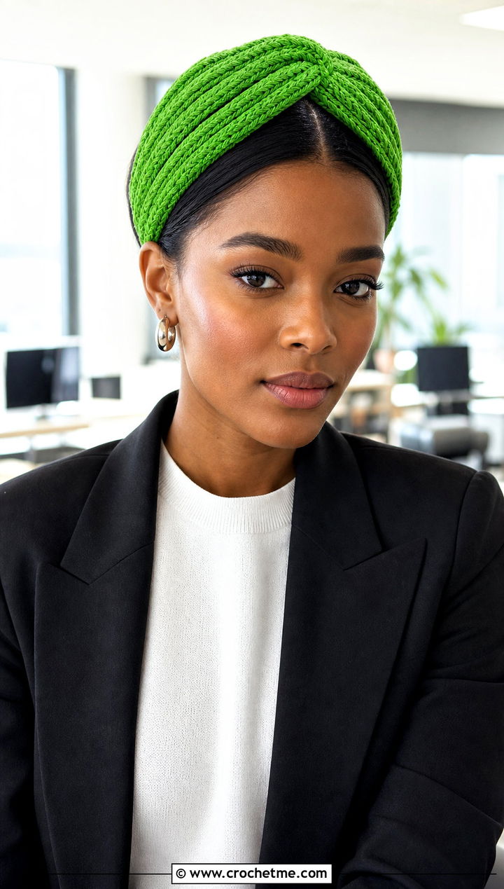 Braided Crochet Twist Headband With Blazer And Trousers - 30 crochet twist headband outfit ideas