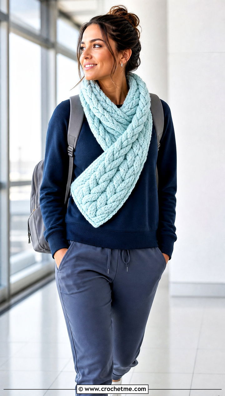 Braided Crossbody Crochet Cowl With Sweatshirt And Joggers - 15 Crossbody Crochet Cowl outfit ideas
