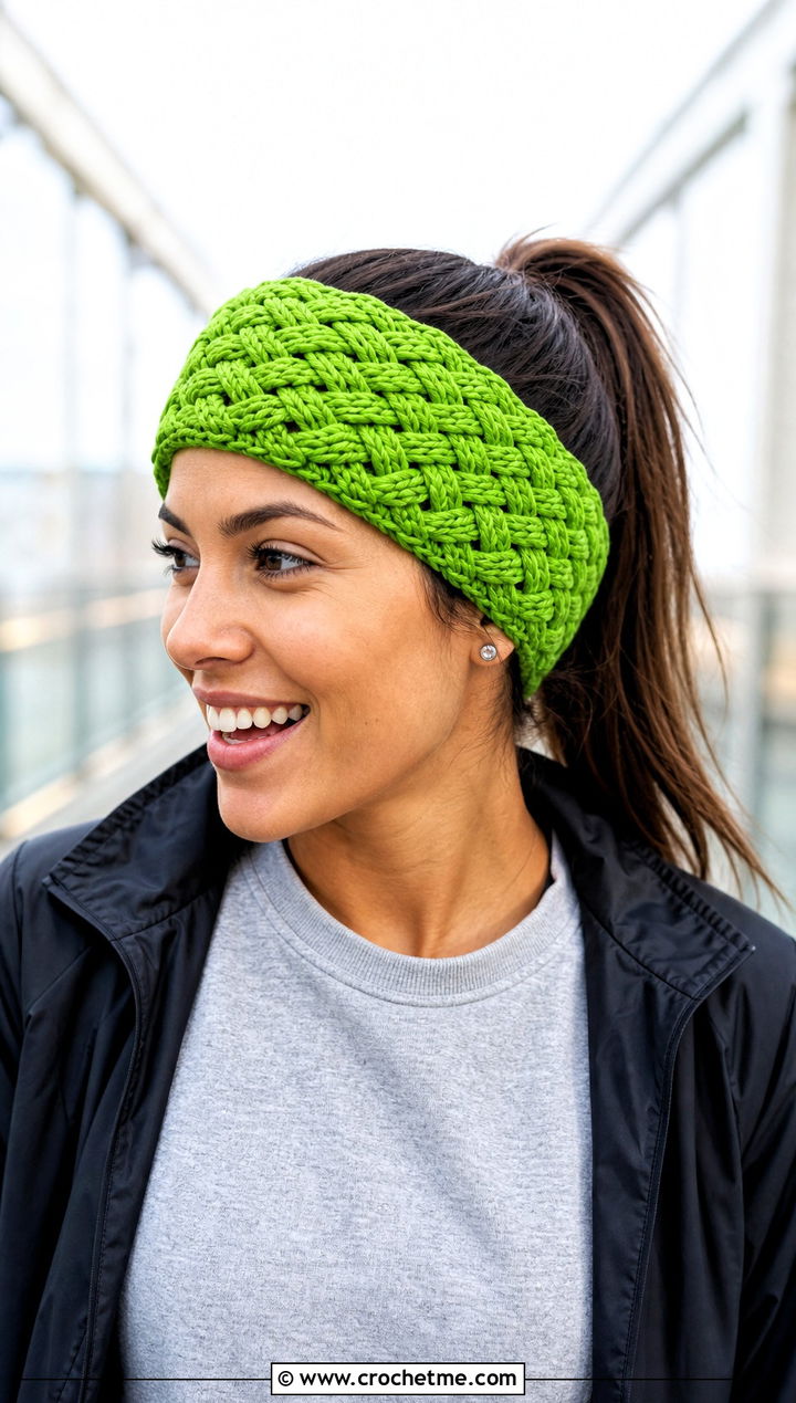 Braided Green Crochet Headband With Sweatshirt And Leggings - 30 green crochet headband outfit ideas