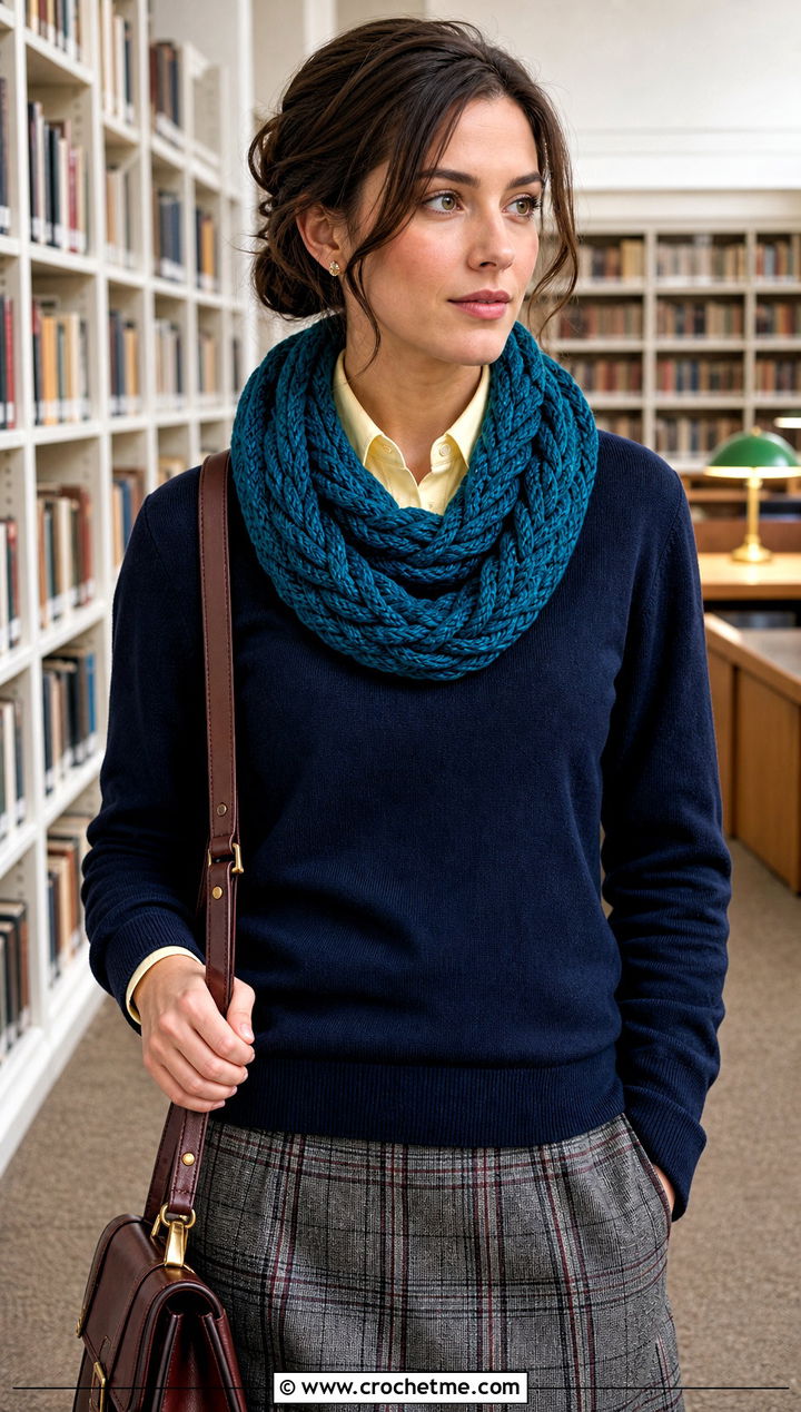 Braided Half Double Crochet Scarf With Preppy Outfit - 20 Half Double Crochet Scarf outfit ideas