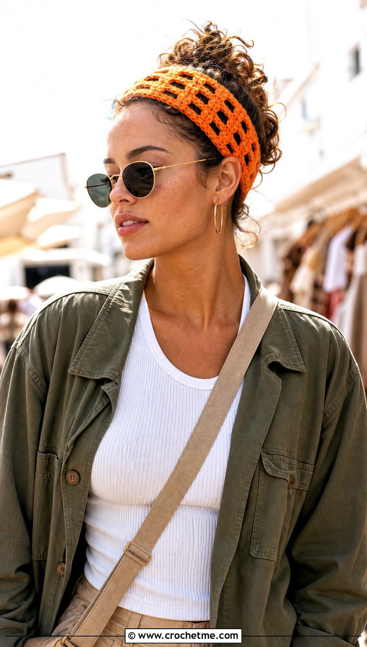 Braided Ladder Crochet Headband With Utility Jacket And Cargo Pants - 20 Braided Crochet Headband outfit ideas