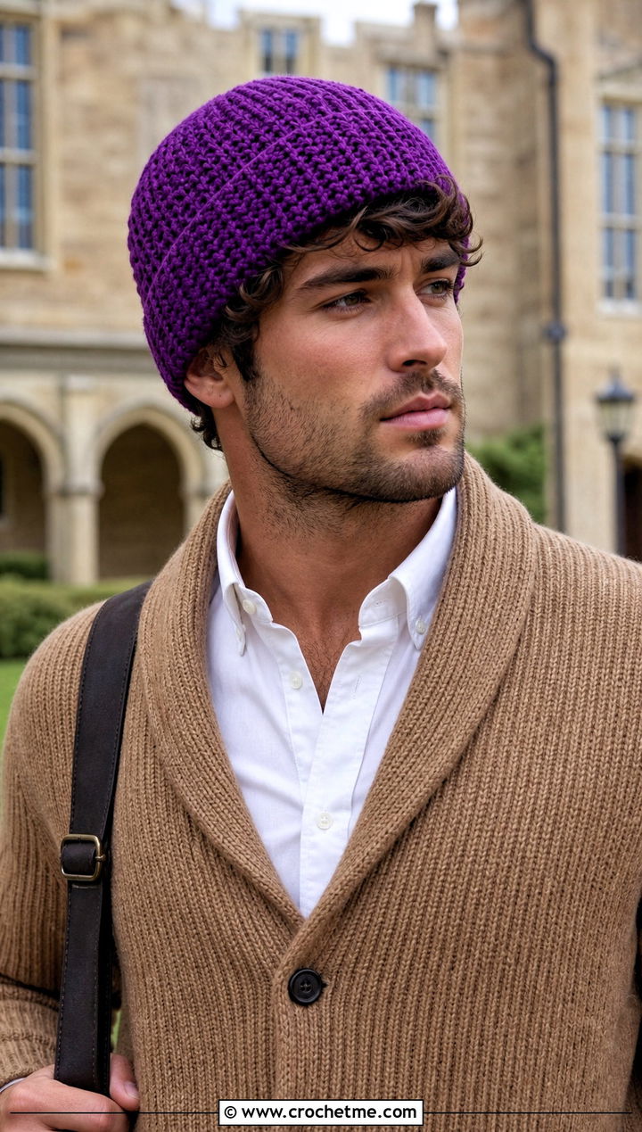 Brawny Beanie With Cardigan And Wool Trousers - 15 brawny beanie men's crochet hat outfit ideas