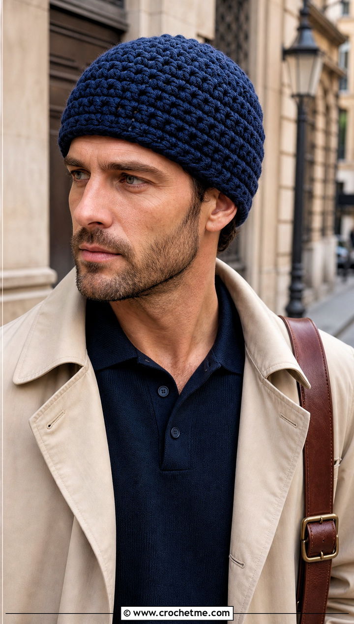 Brawny Beanie With Trench Coat And Pleated Chinos - 15 brawny beanie men's crochet hat outfit ideas