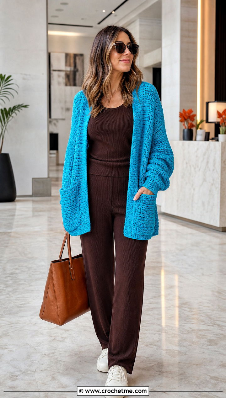 Briar Pocket Crochet Cardigan With A Matching Knit Set - 15 Briar Pocket Crochet Cardigan outfit ideas