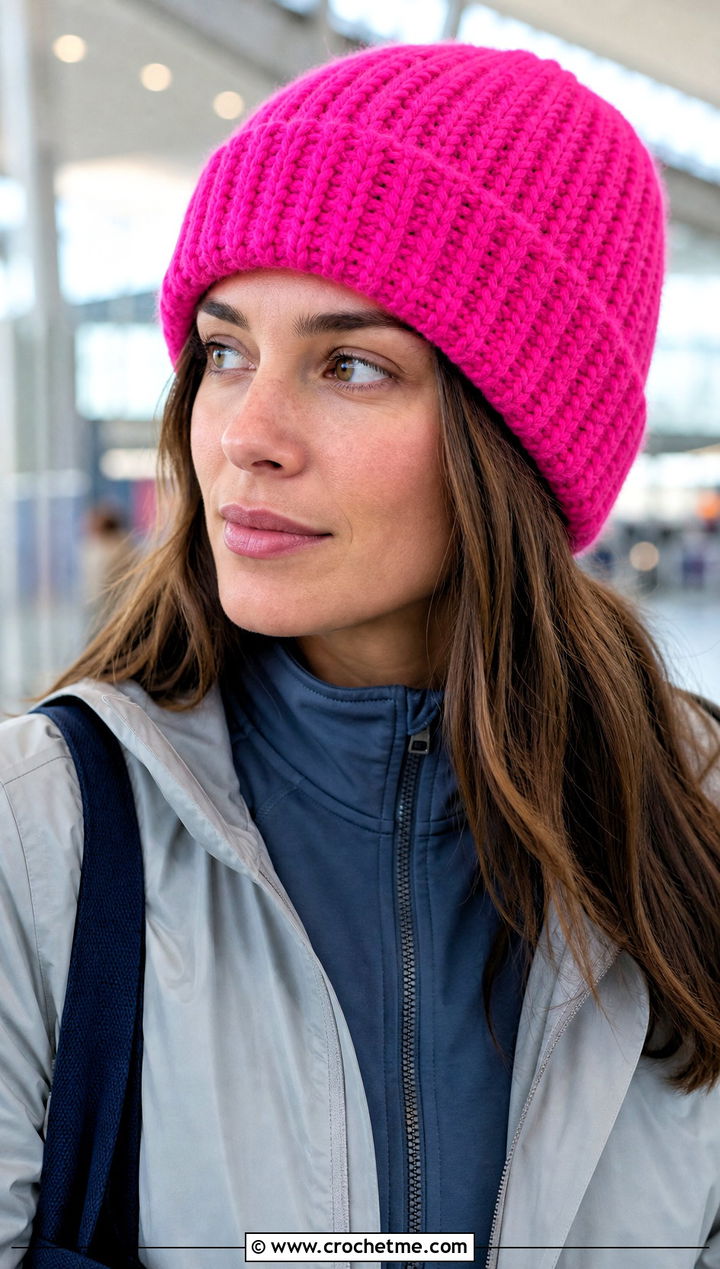 Bright Highland Crochet Beanie With Athleisure Layers - 15 highland crochet beanie outfit ideas
