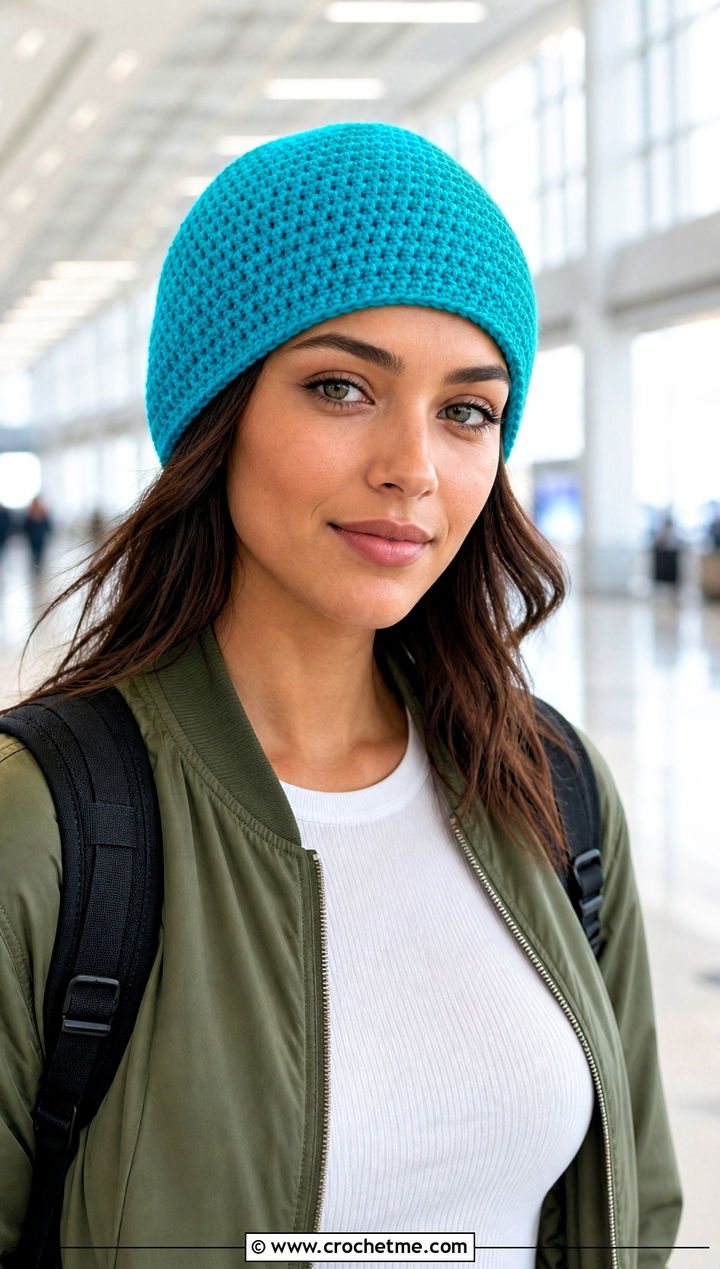 Brimless Crochet Beanie With Bomber Jacket - 25 3 Weight Yarn Crochet Beanie outfit ideas