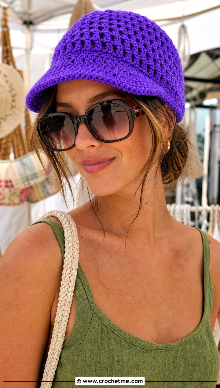 Brimmed Crochet Beanie With Tank Dress And Platform Sandals - 30 summer crochet beanie outfit ideas