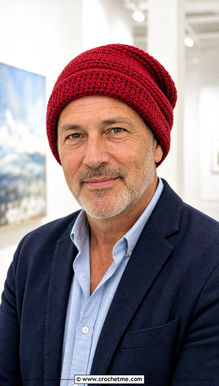 Brimmed Slouch Crochet Beanie With Casual Blazer - 20 Mens Slouch Crochet Beanie outfit ideas