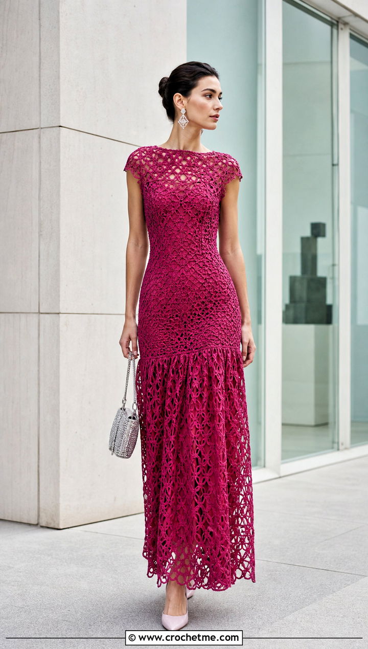 Broomstick Lace Hand Crochet Drop Waist Wedding Dress - 15 Hand Crochet Wedding Dress outfit ideas