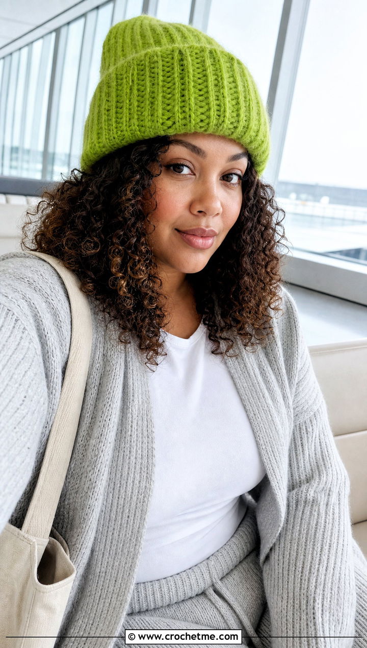 Brushed Crochet Ribbed Hat With Matching Knit Set - 20 Easy Crochet Ribbed Hat outfit ideas