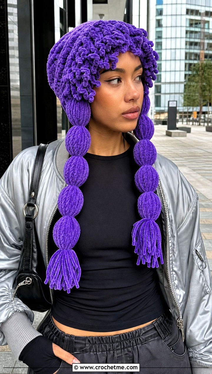 Bubble Braid Cabbage Patch Crochet Hat With Cargo Skirt - 25 Cabbage Patch Crochet Hat outfit ideas