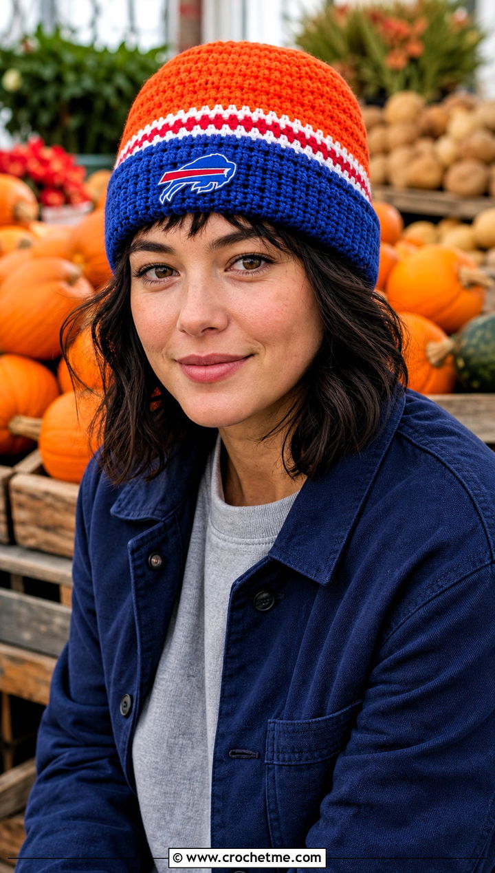 Buffalo Bills Fisherman Beanie With Workwear Jacket - 25 Buffalo Bills Crochet Hat outfit ideas