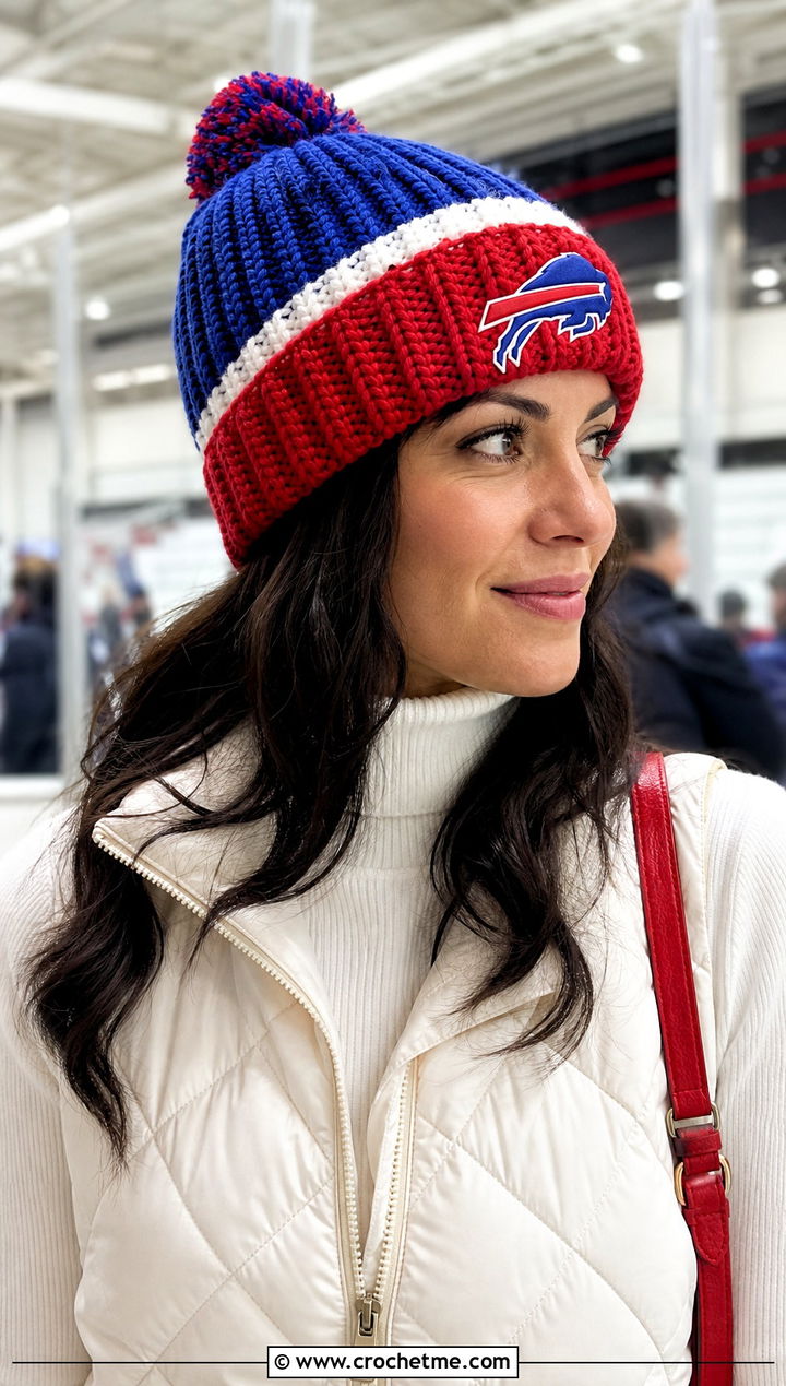 Buffalo Bills Ribbed Toque With Monochrome Outfit - 25 Buffalo Bills Crochet Hat outfit ideas
