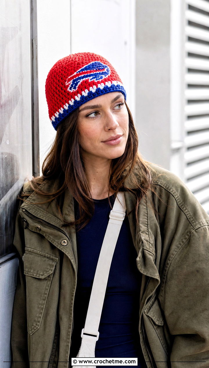 Buffalo Bills Skull Cap With Cargo Jacket - 25 Buffalo Bills Crochet Hat outfit ideas