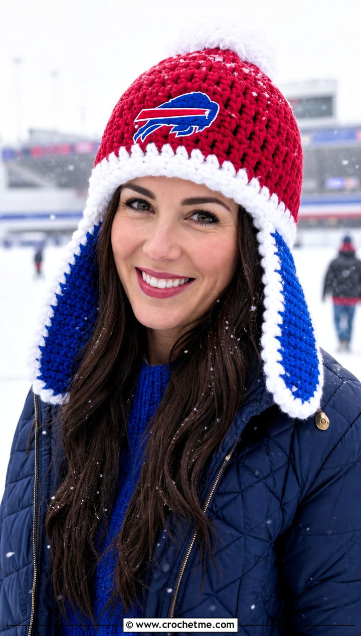 Buffalo Bills Trapper Hat With Quilted Coat - 25 Buffalo Bills Crochet Hat outfit ideas