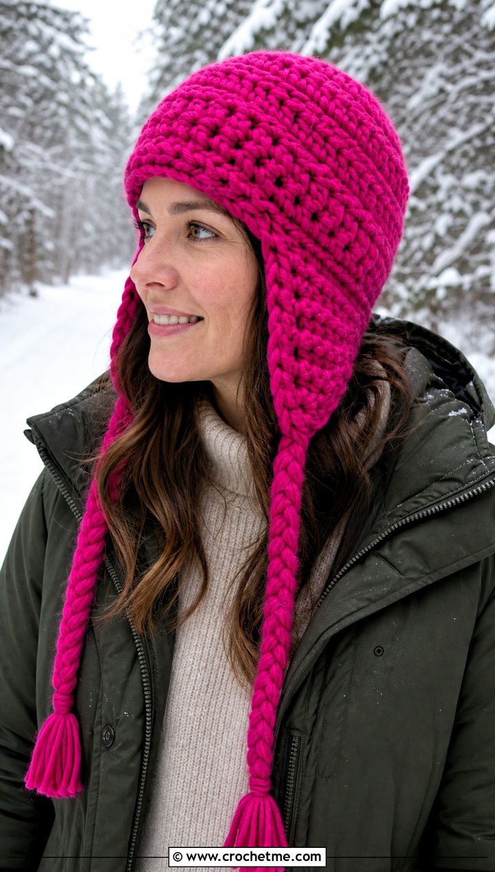 Bulky Yarn Crochet Earflap Hat With Parka - 30 bulky 5 yarn crochet hat outfit ideas
