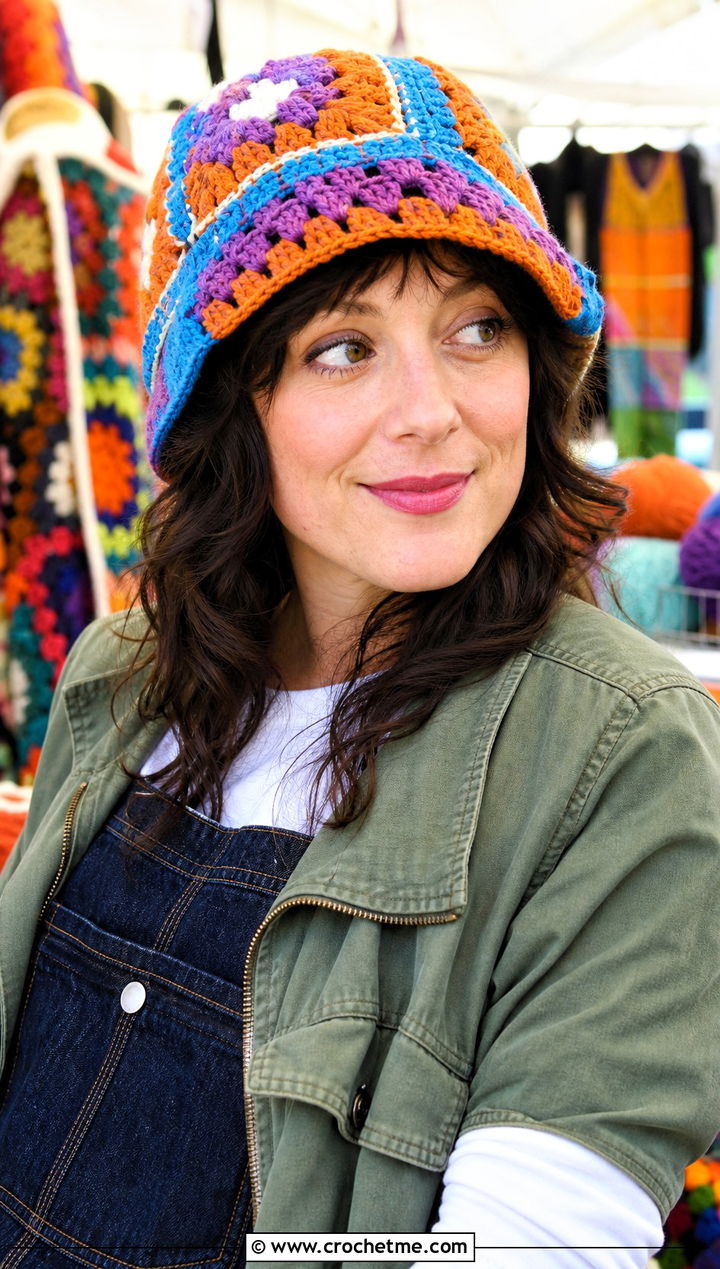 Bulky Yarn Crochet Granny Square Hat With Overalls - 30 bulky 5 yarn crochet hat outfit ideas