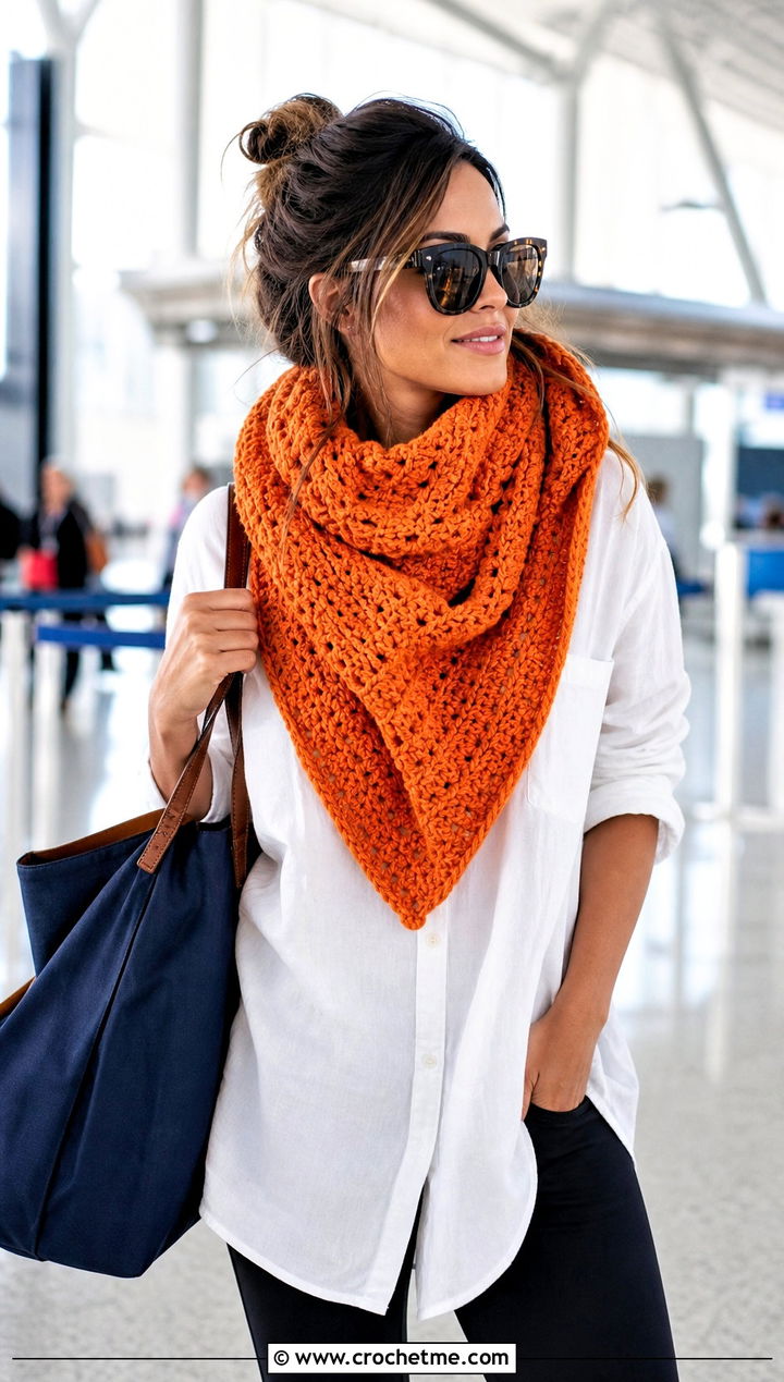 Bulky Crochet Blanket Scarf With Leggings - 30 bulky yarn crochet scarf outfit ideas