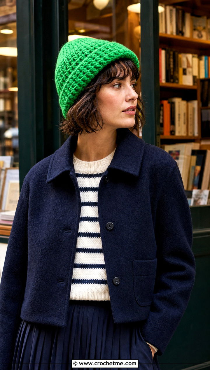 Bulky Crochet Fisherman Beanie With Pleated Skirt - 15 Easy Bulky Crochet Hat outfit ideas