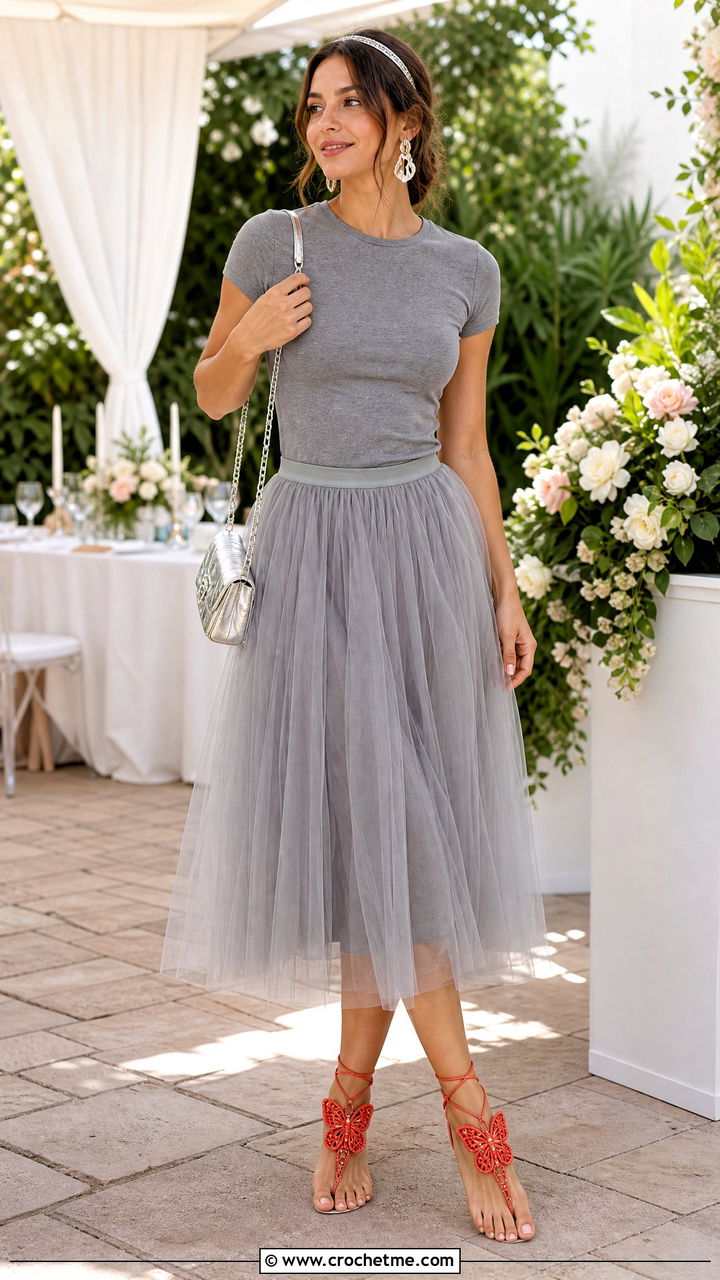 Butterfly Crochet Barefoot Sandals With Tulle Skirt - 35 crochet barefoot sandals outfit ideas