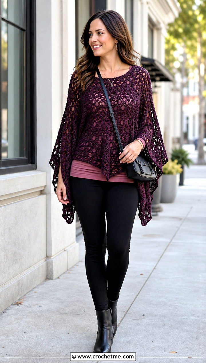 Butterfly Sleeve Crochet Tunic With Leggings - 15 Crochet Butterfly Clothes and outfit ideas