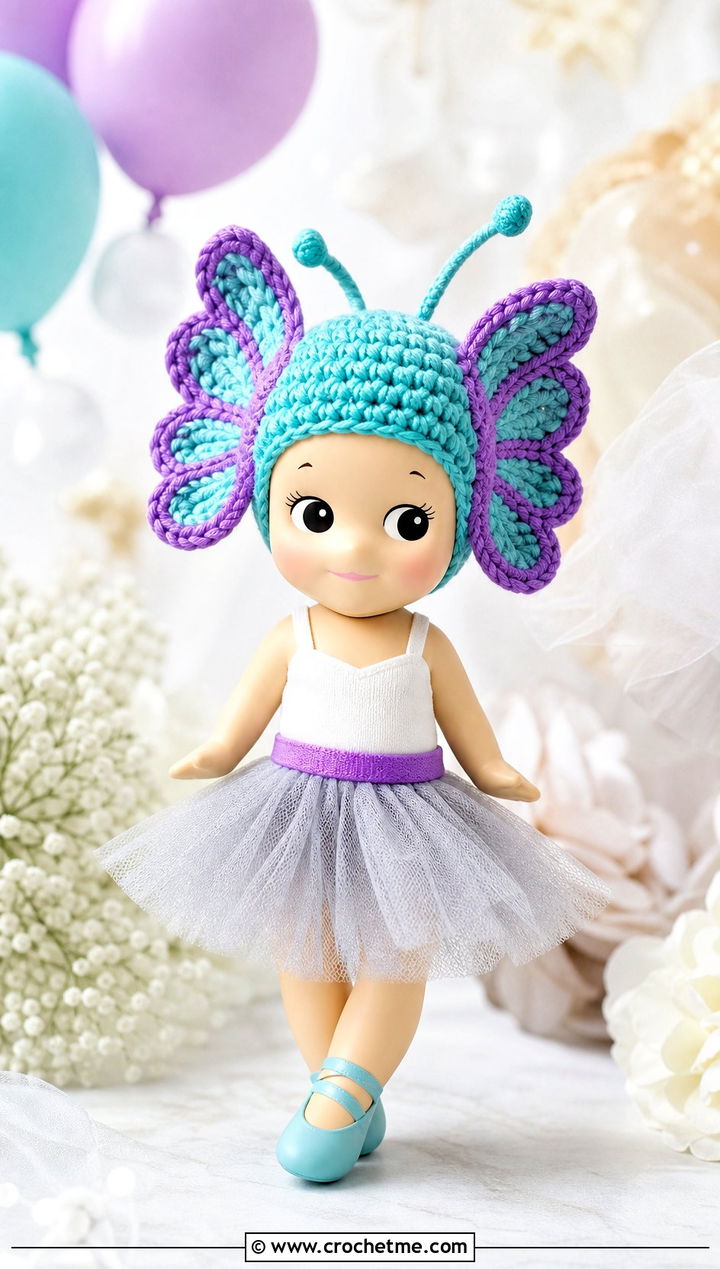 Butterfly Sonny Angel Crochet Hat With Tulle Skirt - 30 sonny angel crochet hat outfit ideas