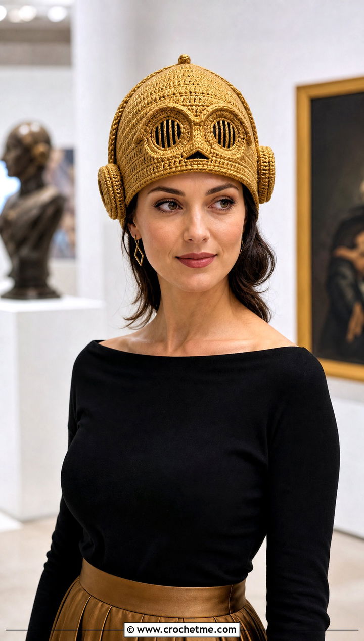 C PO Droid Beanie With Satin Skirt - 15 Star Wars Crochet Hat outfit ideas