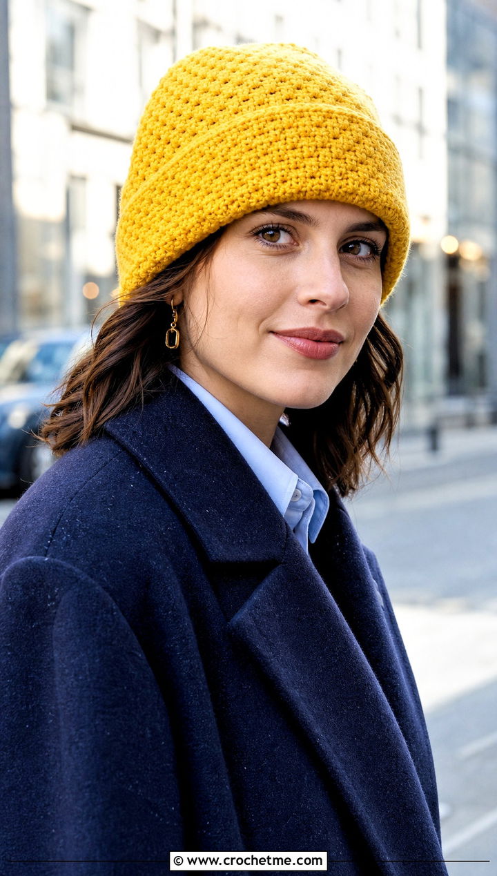 C C Crochet Rectangle Hat With Wool Coat - 25 Crochet Rectangle Hat outfit ideas