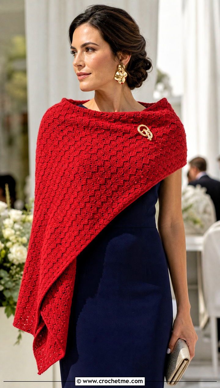 C C Shawl Scarf With Column Dress And Heels - 35 c2c crochet scarf outfit ideas