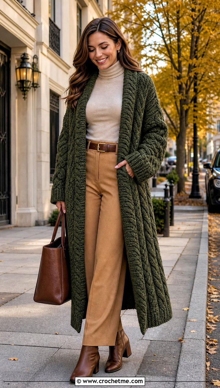 Cable Crochet Bathrobe With Turtleneck Outfit - 30 crochet bathrobe outfit ideas