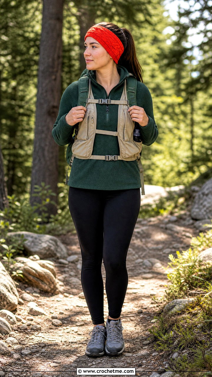 Cable Twist Crochet Earwarmer With Hiking Fleece - 35 crochet earwarmer outfit ideas