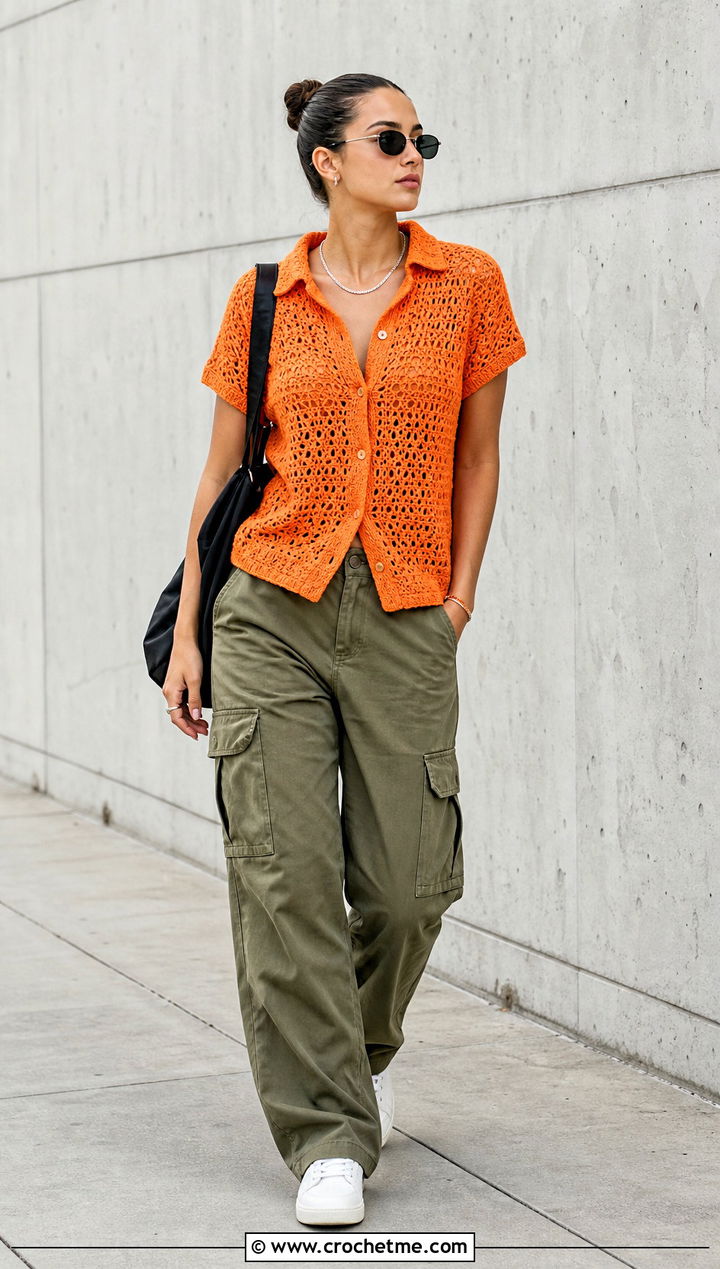 Calad Shirt With Cargo Pants - 30 crochet calad shirt outfit ideas