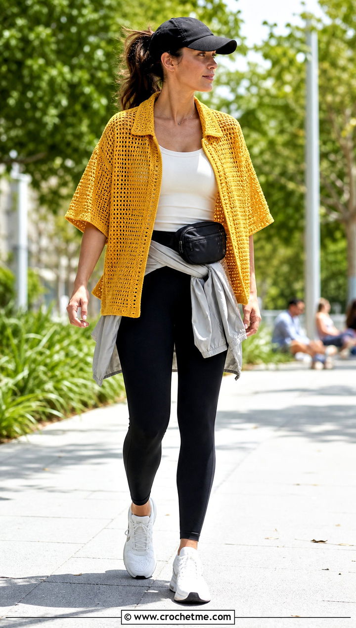 Calad Shirt With Leggings And A Windbreaker - 30 crochet calad shirt outfit ideas