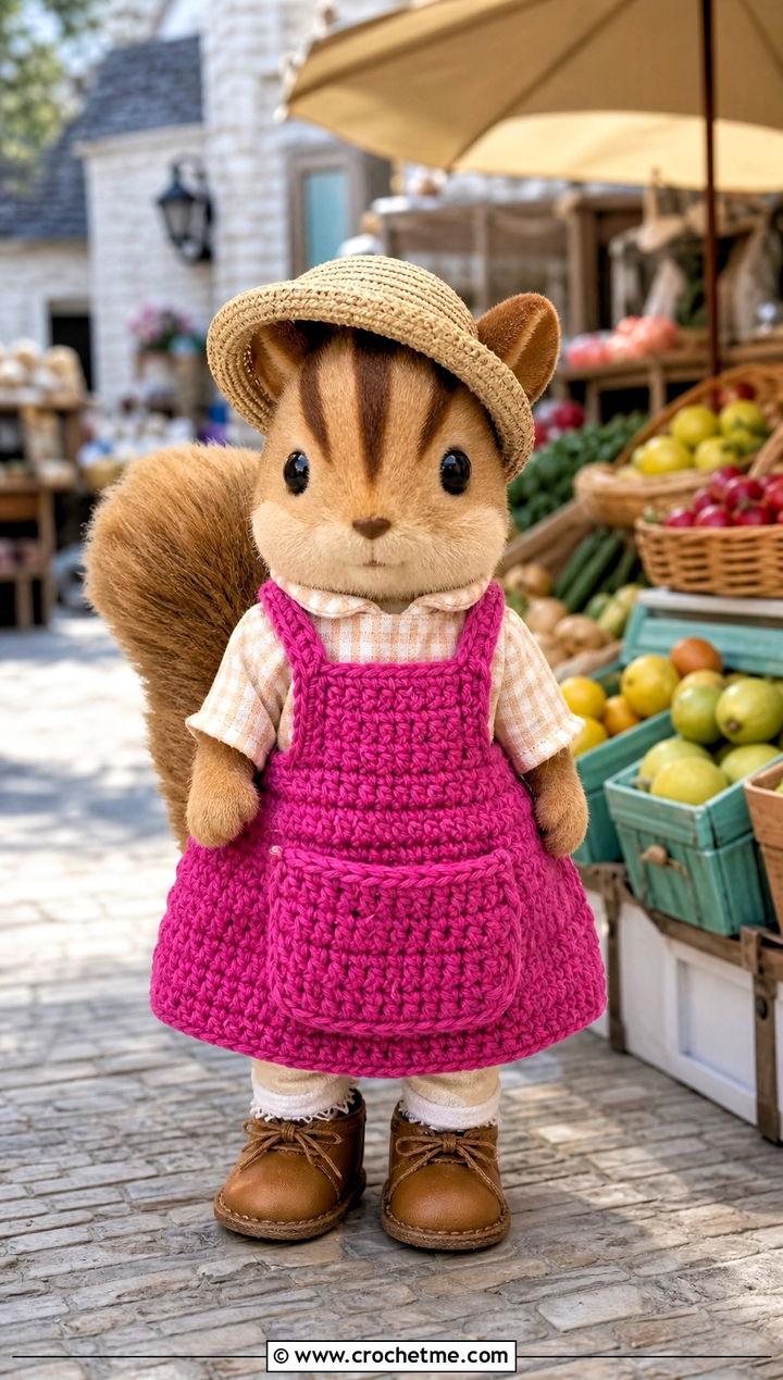 Calico Critters Crochet Apron Dress With Gingham Shirt - 25 Calico Critters Crochet Clothes and outfit ideas