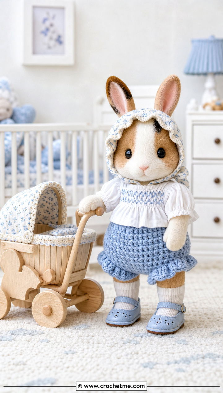 Calico Critters Crochet Bloomers With Smocked Blouse - 25 Calico Critters Crochet Clothes and outfit ideas