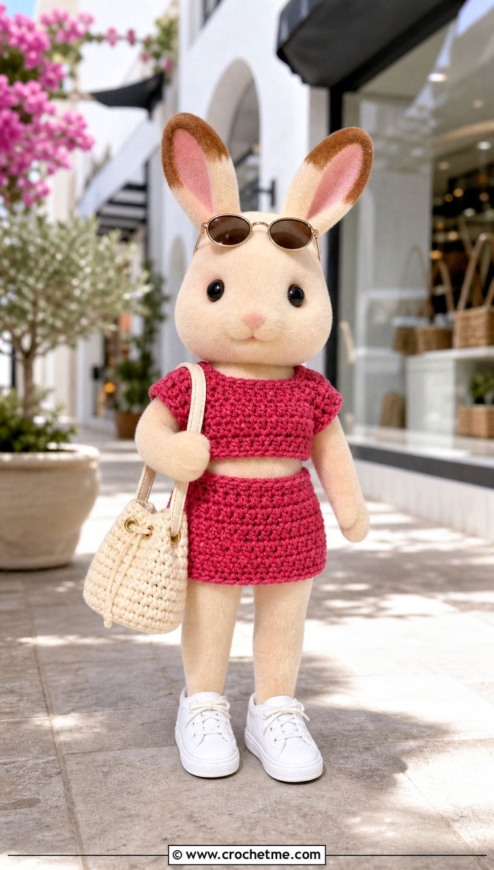 Calico Critters Crochet Matching Set With Sneakers - 25 Calico Critters Crochet Clothes and outfit ideas