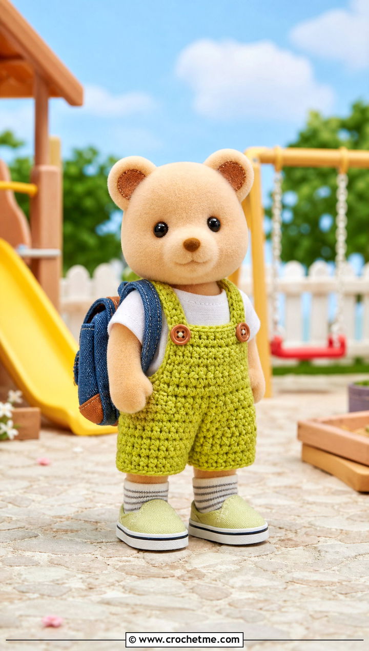 Calico Critters Crochet Overalls With Cotton T Shirt - 25 Calico Critters Crochet Clothes and outfit ideas