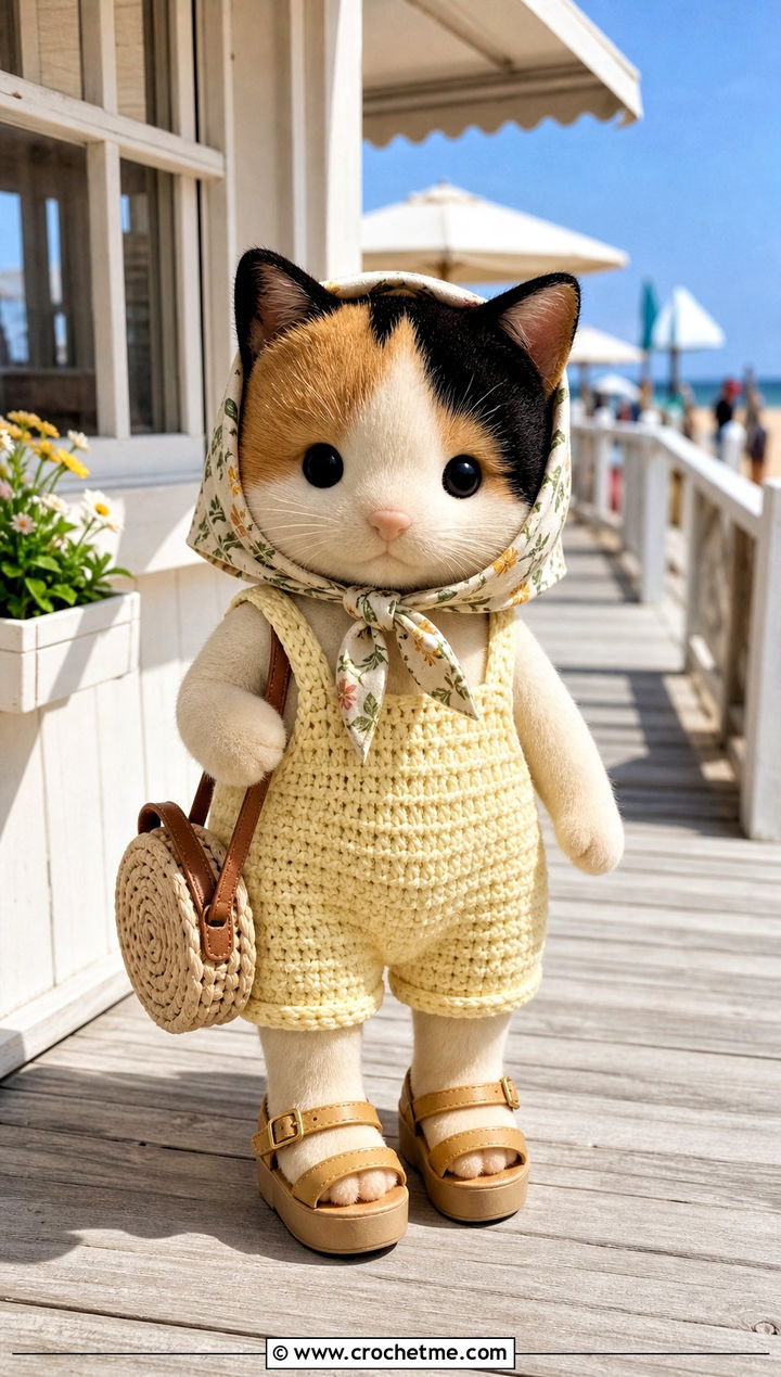 Calico Critters Crochet Romper With Platform Sandals - 25 Calico Critters Crochet Clothes and outfit ideas