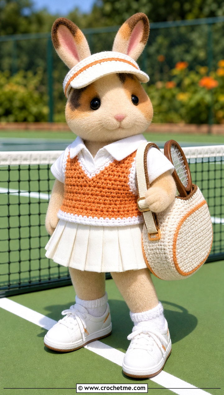 Calico Critters Crochet Tennis Vest With Pleated Skirt - 25 Calico Critters Crochet Clothes and outfit ideas