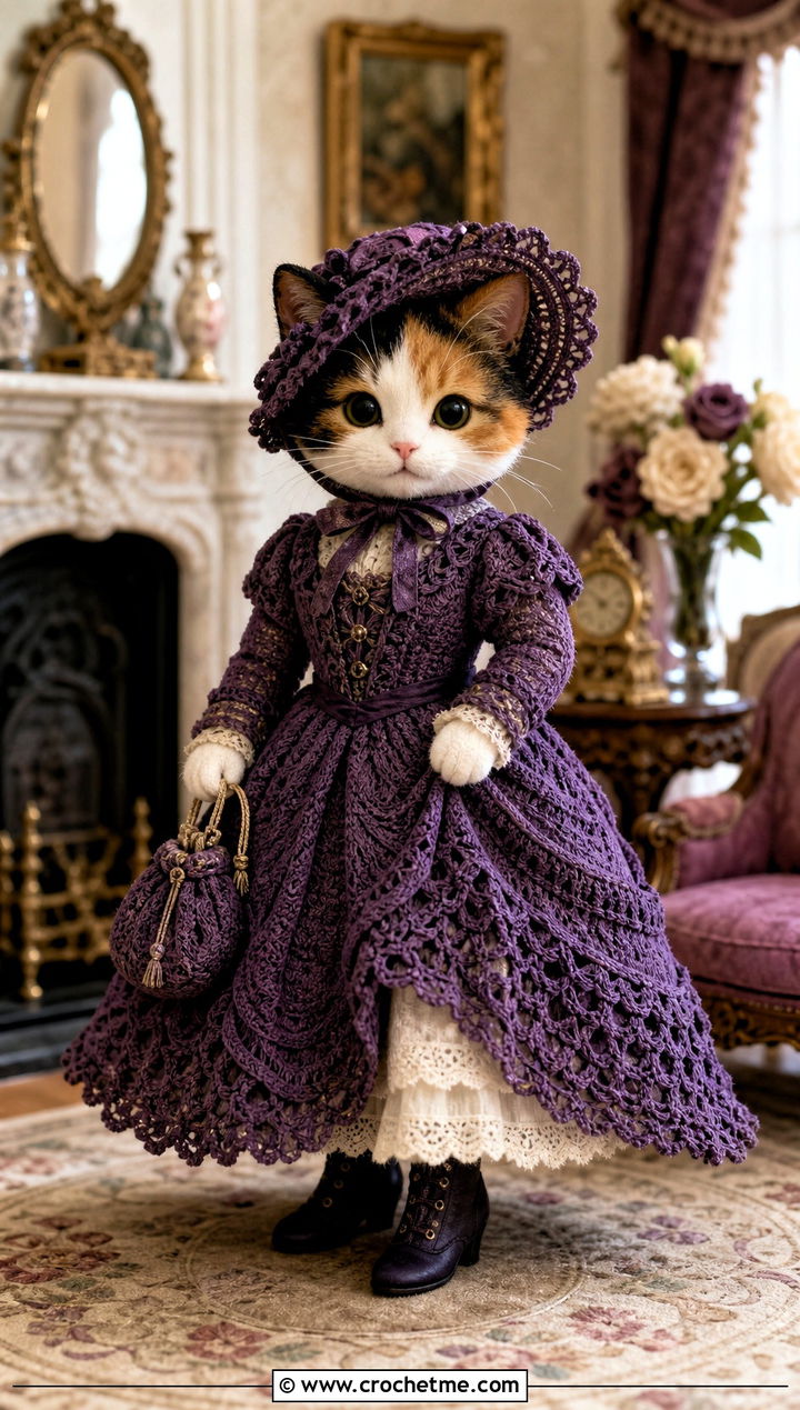 Calico Critters Historical Crochet Gown With Bonnet - 25 Calico Critters Crochet Clothes and outfit ideas