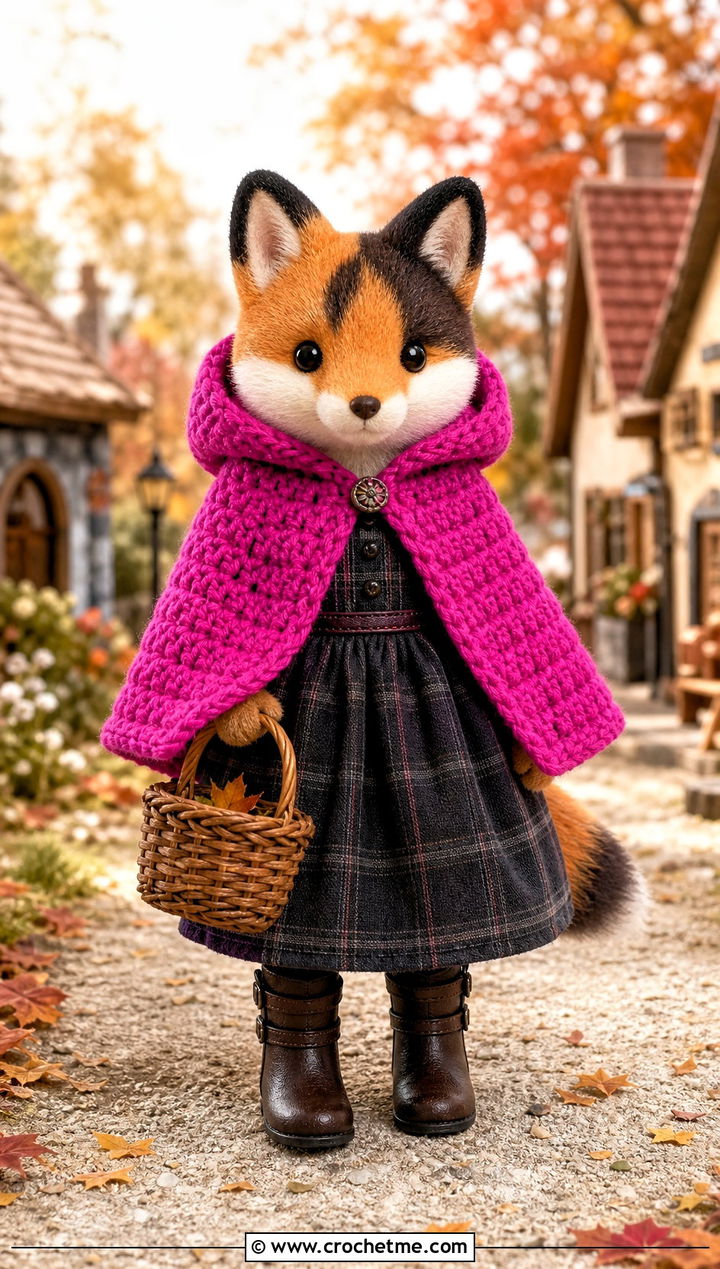 Calico Critters Hooded Crochet Cape With Riding Boots - 25 Calico Critters Crochet Clothes and outfit ideas