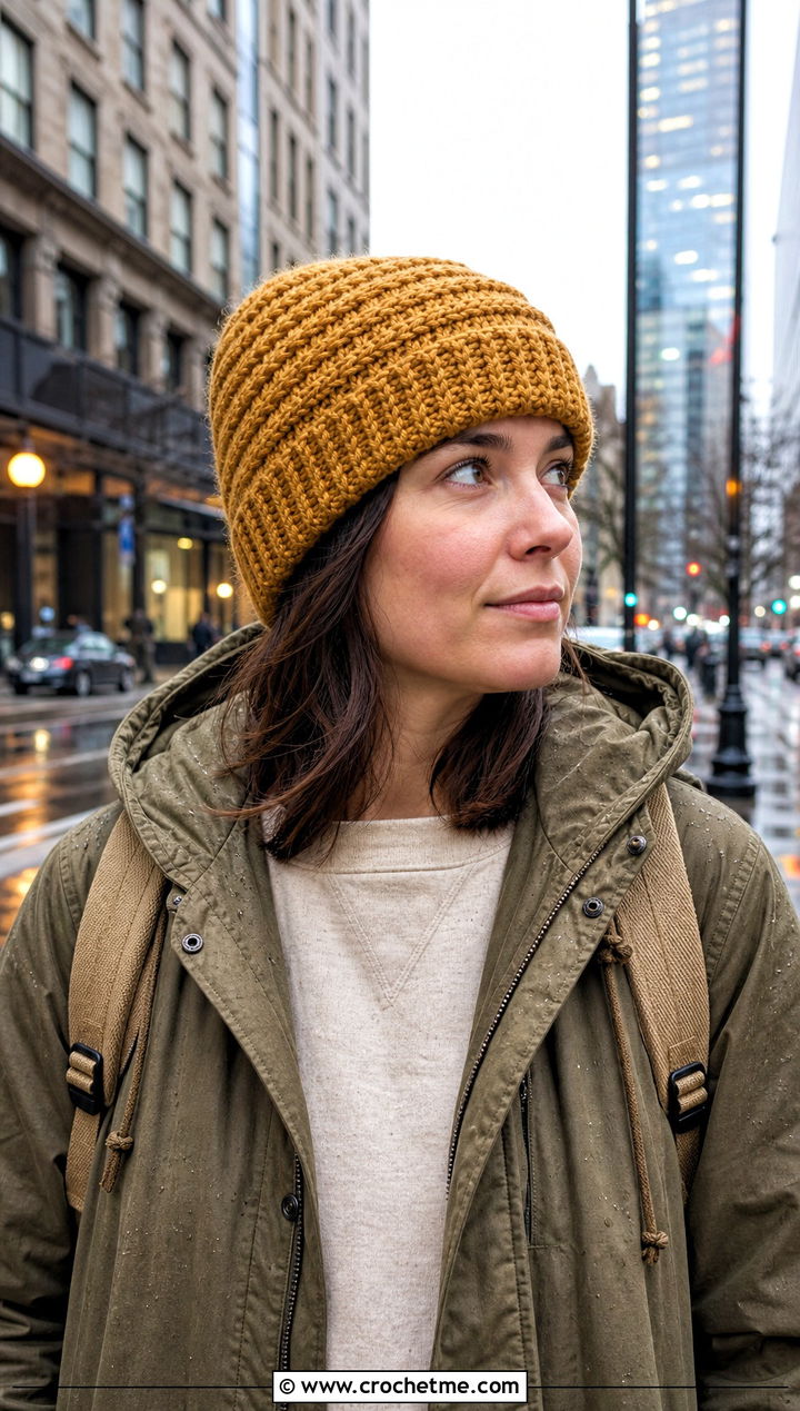 Camel Stitch Knit Look Crochet Hat With Parka - 25 Knit Look Crochet Hat outfit ideas