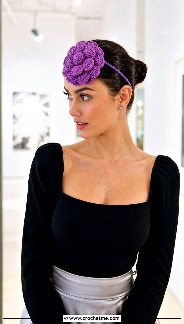 Camellia Flower Headband With Satin Skirt Outfit - 15 crochet lovely flower headband outfit ideas